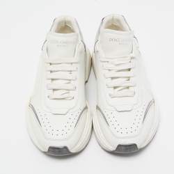 مملوكة مسبقًا Dolce & Gabbana White/Silver Leather Daymaster Sneakers Size 41