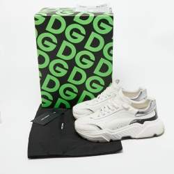 مملوكة مسبقًا Dolce & Gabbana White/Silver Leather Daymaster Sneakers Size 41