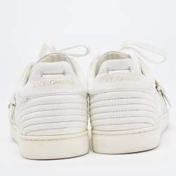 Dolce & Gabbana White Leather Lace Up And Buckle Low Top Sneakers Size 41