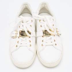 Dolce & Gabbana White Leather Lace Up And Buckle Low Top Sneakers Size 41