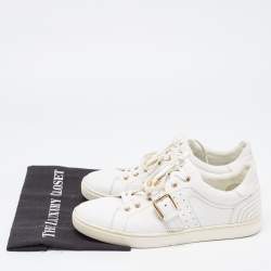 Dolce & Gabbana White Leather Lace Up And Buckle Low Top Sneakers Size 41