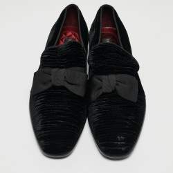 Dolce & Gabbana Black Velvet Bow Loafers Size 44