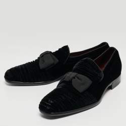 Dolce & Gabbana Black Velvet Bow Loafers Size 44