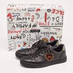 Pre Owned Dolce & Gabbana Black Leather DG Heart Sneakers Size 40