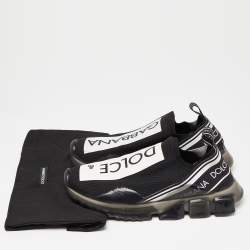 Dolce & Gabbana Black/White Knit Fabric Sorrento Slip On Sneakers Size 41