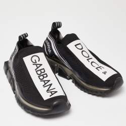 Dolce & Gabbana Black/White Knit Fabric Sorrento Slip On Sneakers Size 41