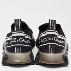 Dolce & Gabbana Black/White Knit Fabric Sorrento Slip On Sneakers Size 41