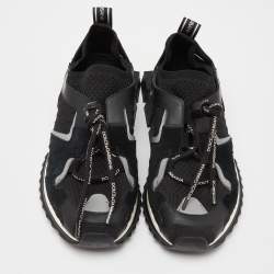 Pre Owned Dolce & Gabbana Black Knit Fabric and Suede NS1 Low-Top Sneakers Size 39