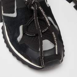 Pre Owned Dolce & Gabbana Black Knit Fabric and Suede NS1 Low-Top Sneakers Size 39