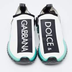 Pre Owned Dolce & Gabbana White Knit Fabric Sorrento Sneakers Size 43