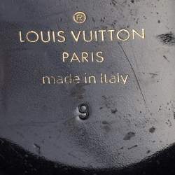 مملوكة مسبقًا Louis Vuitton Black Velvet Auteuil Logo Smoking Slippers Size 43