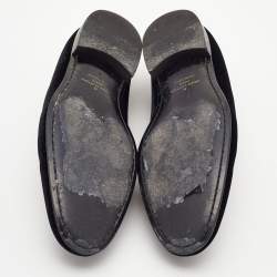 مملوكة مسبقًا Louis Vuitton Black Velvet Auteuil Logo Smoking Slippers Size 43