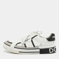 Dolce & Gabbana White/Grey Suede and Leather Portfino Sneakers Size 42