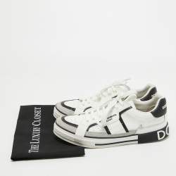 Dolce & Gabbana White/Grey Suede and Leather Portfino Sneakers Size 42