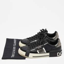 Dolce & Gabbana Black Leather and Rubber Custom 2.Zero Sneakers Size 42.5
