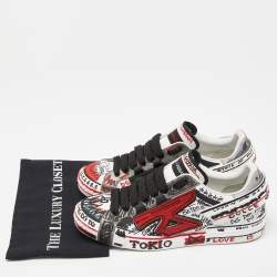 Dolce & Gabbana Tricolor Leather Graffiti Print Portofino Sneakers Size 43