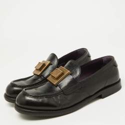 Pre Owned Dolce & Gabbana Black Leather Mino Slip On Loafers Size 42