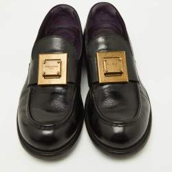 Pre Owned Dolce & Gabbana Black Leather Mino Slip On Loafers Size 42