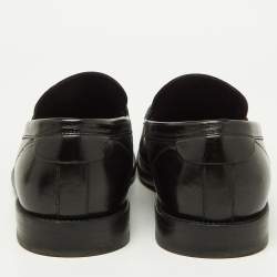 Pre Owned Dolce & Gabbana Black Leather Mino Slip On Loafers Size 42