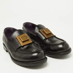 Pre Owned Dolce & Gabbana Black Leather Mino Slip On Loafers Size 42
