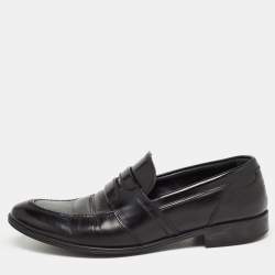 Dolce & Gabbana Black Leather Slip On Loafers Size 40.5