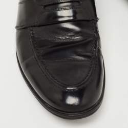 Dolce & Gabbana Black Leather Slip On Loafers Size 40.5