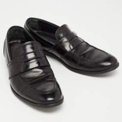 Dolce & Gabbana Black Leather Slip On Loafers Size 40.5