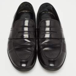 Dolce & Gabbana Black Leather Slip On Loafers Size 40.5
