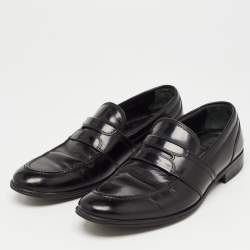 Dolce & Gabbana Black Leather Slip On Loafers Size 40.5