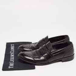 Dolce & Gabbana Black Leather Slip On Loafers Size 40.5