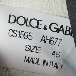 Pre Owned Dolce & Gabbana White/Black Knit Fabric Sorrento Sneakers Size 45