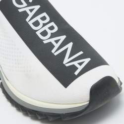 Dolce & Gabbana White/Black Knit Fabric Sorrento Sneakers Size 45