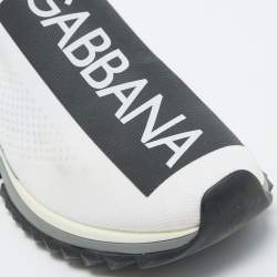 Pre Owned Dolce & Gabbana White/Black Knit Fabric Sorrento Sneakers Size 45