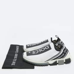 Pre Owned Dolce & Gabbana White/Black Knit Fabric Sorrento Sneakers Size 45