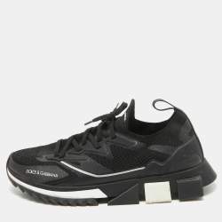 Pre Owned Dolce & Gabbana Black Mesh and Rubber Sorrento Lace Up Sneakers Size 45