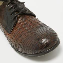 Pre Owned Dolce & Gabbana Brown Woven Leather and Suede Lace Up Derby Size 44