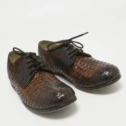 Pre Owned Dolce & Gabbana Brown Woven Leather and Suede Lace Up Derby Size 44