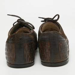 Pre Owned Dolce & Gabbana Brown Woven Leather and Suede Lace Up Derby Size 44