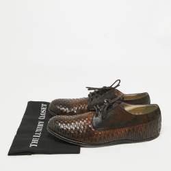Pre Owned Dolce & Gabbana Brown Woven Leather and Suede Lace Up Derby Size 44