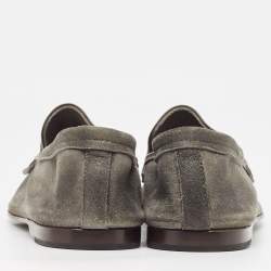 Pre Owned Dolce & Gabbana Grey Suede Buckle Loafers Size 44