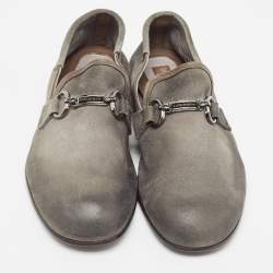 Pre Owned Dolce & Gabbana Grey Suede Buckle Loafers Size 44