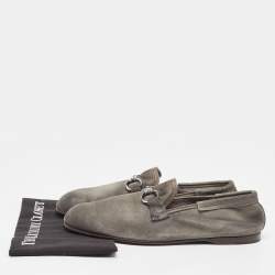 Pre Owned Dolce & Gabbana Grey Suede Buckle Loafers Size 44