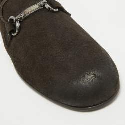 Pre Owned Dolce & Gabbana Brown Suede Buckle Loafers Size 44