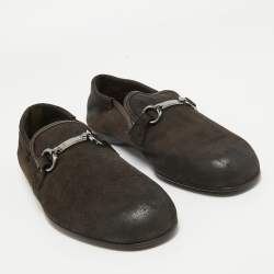 Pre Owned Dolce & Gabbana Brown Suede Buckle Loafers Size 44