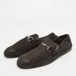 Pre Owned Dolce & Gabbana Brown Suede Buckle Loafers Size 44