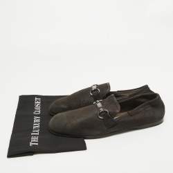 Pre Owned Dolce & Gabbana Brown Suede Buckle Loafers Size 44