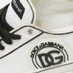 مملوكة مسبقًا Dolce & Gabbana White/Black Canvas Portofino Light Sneakers Size 43.5
