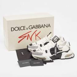 Dolce & Gabbana White/Black Neoprene and Suede Airmaster Sneakers Size 44