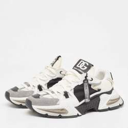 Dolce & Gabbana White/Black Neoprene and Suede Airmaster Sneakers Size 44