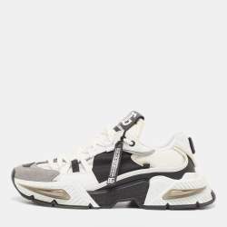 Dolce & Gabbana White/Black Neoprene and Suede Airmaster Sneakers Size 44